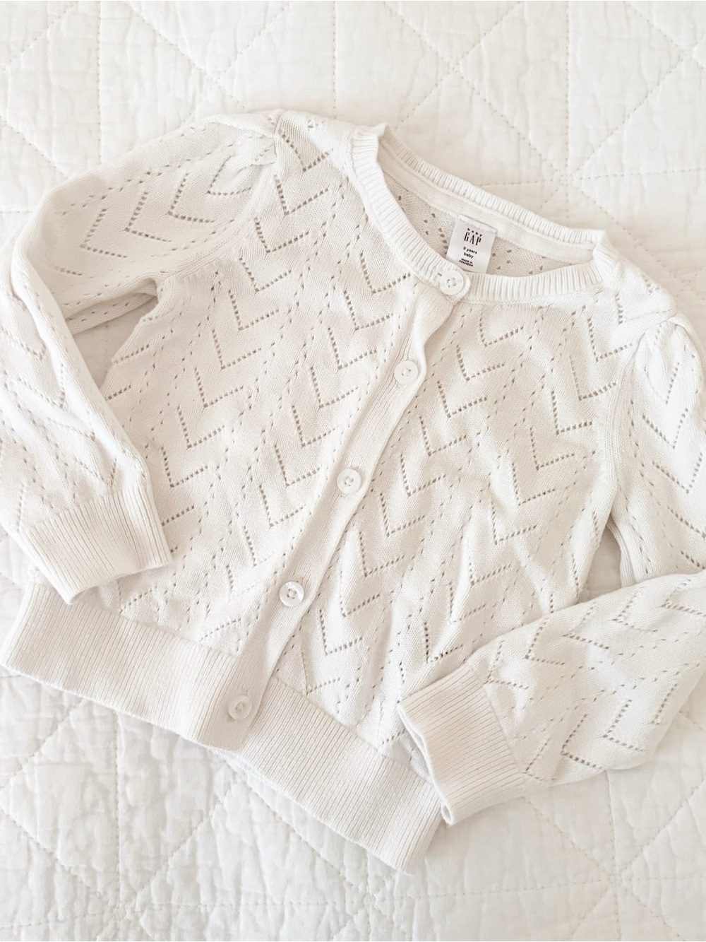 GAP Kids 3T White Button Cardigan Sweater